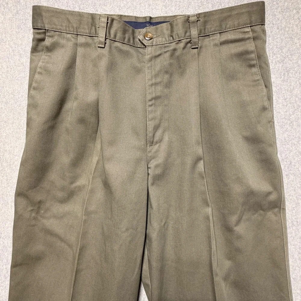 Dockers Mens 36x32 Pleated Chinos Olive Green Cotton Twill Pants 40443-8136‎